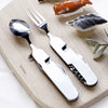 6 in 1 Folding Outdoor Tableware Survival Set Tools Cutlery Knife Fork Spoon